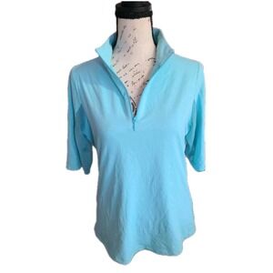 IBKÜL Women's Small Aqua Blue 1/4 Zip Long Sleeve UPF 50+ Golf Tennis Active Top